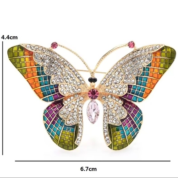 Butterfly Multicolor Crystals Brooch - Picture 4 of 4